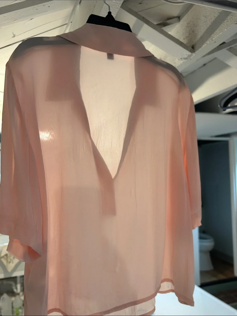 J. Crew Pale Pink Short Sleeve Popover  Blouse